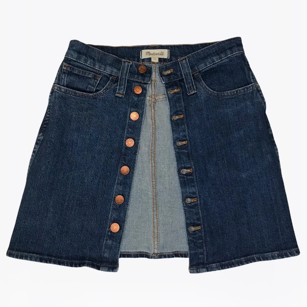 Madewell Button Down Denim Mini Skirt - 24 - Picture 6 of 17
